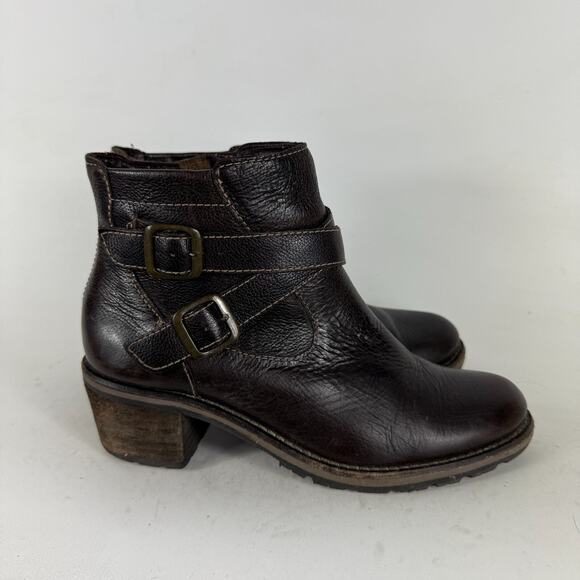 L.L. Bean Boots Womens 6.5 Brown Leather Buckle Side Zip Round Toe Ankle Booties - Picture 2 of 10